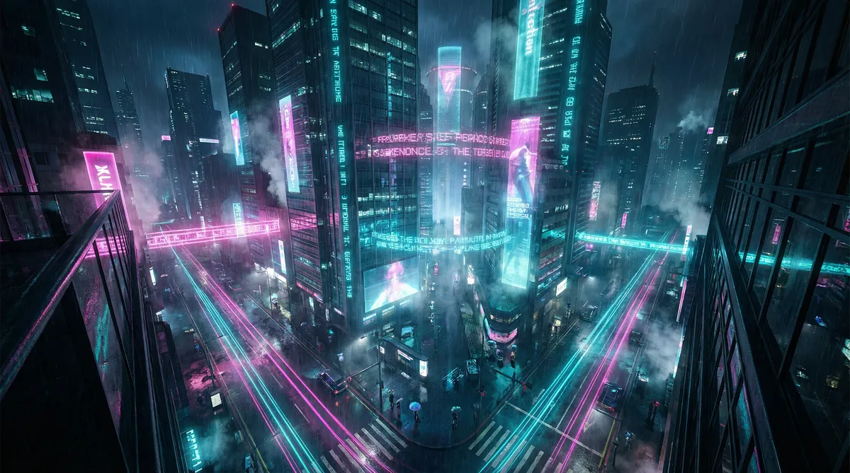 9277影视在线观看免费下载 竖屏短剧平台首页背景 - 赛博朋克都市夜景